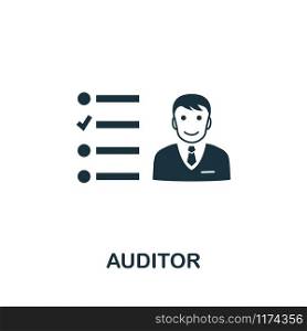 Auditor vector icon illustration. Creative sign from investment icons collection. Filled flat Auditor icon for computer and mobile. Symbol, logo vector graphics.. Auditor vector icon symbol. Creative sign from investment icons collection. Filled flat Auditor icon for computer and mobile