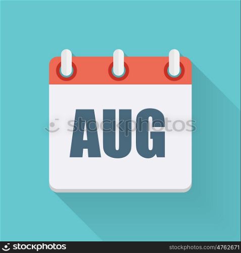 August Dates Flat Icon with Long Shadow. Vector Illustration EPS10. August Dates Flat Icon with Long Shadow. Vector Illustration