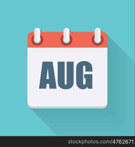 August Dates Flat Icon with Long Shadow. Vector Illustration EPS10. August Dates Flat Icon with Long Shadow. Vector Illustration