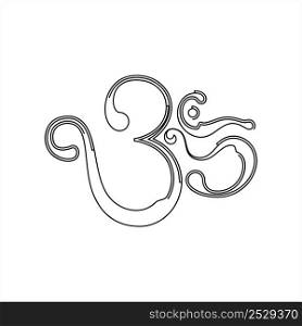 Aum (Om) The Holy Motif Calligraphic Style Vector Art Illustration