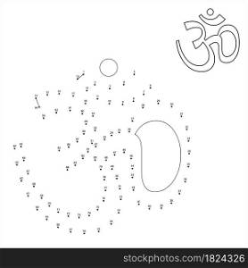 Aum (Om) The Holy Motif Connect The Dots, Puzzle Containing A Sequence Of Numbered Vector Art Illustration