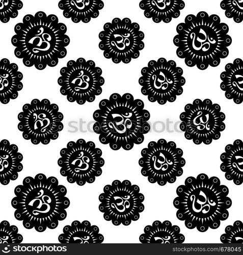 Aum (Om) The Holy Motif Seamless Pattern Vector Art Illustration