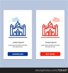 Aurangabad Fort, Bangladesh, Dhaka, Lalbagh Blue and Red Download and Buy Now web Widget Card Template