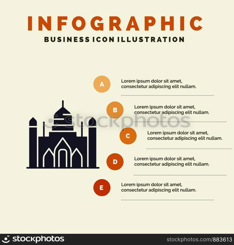 Aurangabad Fort, Bangladesh, Dhaka, Lalbagh Solid Icon Infographics 5 Steps Presentation Background