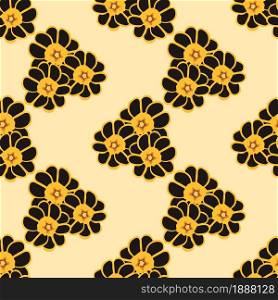 auricula yellow flowers pattern background. textile background mosaic design