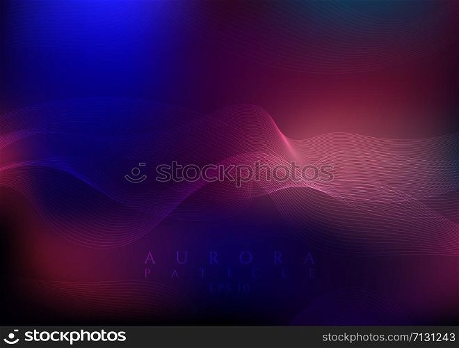 Aurora particle background dark color design line flow curve modern abstract style. vector illustration