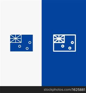 Aussie, Australia, Country, Flag Line and Glyph Solid icon Blue banner Line and Glyph Solid icon Blue banner