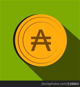 Austral icon in flat style on green background. Austral icon, flat style