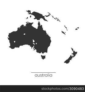 Australia and Oceania map. Monochrome Australia icon. Vector illustration . Australia and Oceania map. Monochrome Australia icon. Vector