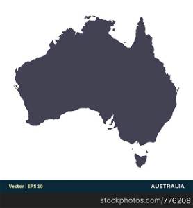 Australia - Australia & Oceania Countries Map Icon Vector Logo Template Illustration Design. Vector EPS 10.