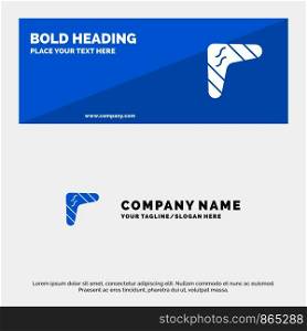 Australia, Australian, Boomerang, Indigenous, Travel, Weapon SOlid Icon Website Banner and Business Logo Template