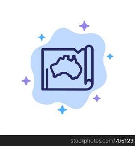 Australia, Australian, Country, Location, Map, Travel Blue Icon on Abstract Cloud Background