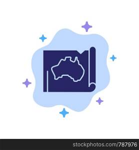 Australia, Australian, Country, Location, Map, Travel Blue Icon on Abstract Cloud Background