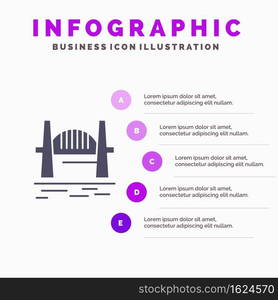 Australia, Bridge, City sets, Harbor, Sydney Solid Icon Infographics 5 Steps Presentation Background