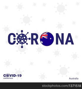 Australia Coronavirus Typography. COVID-19 country banner. Stay home, Stay Healthy. Take care of your own health