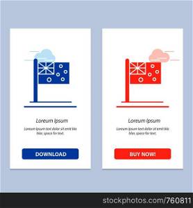 Australia, Country, Flag, Nation Blue and Red Download and Buy Now web Widget Card Template