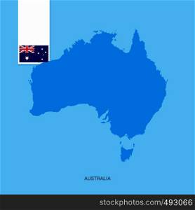 Australia Country Map with Flag over Blue background. Vector EPS10 Abstract Template background