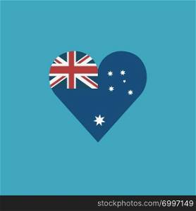 Australia flag icon in a heart shape in flat design. Independence day or National day holiday concept.