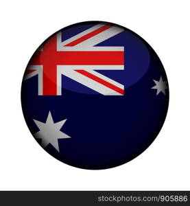 australia Flag in glossy round button of icon. australia emblem isolated on white background. National concept sign. Independence Day. Vector illustration.