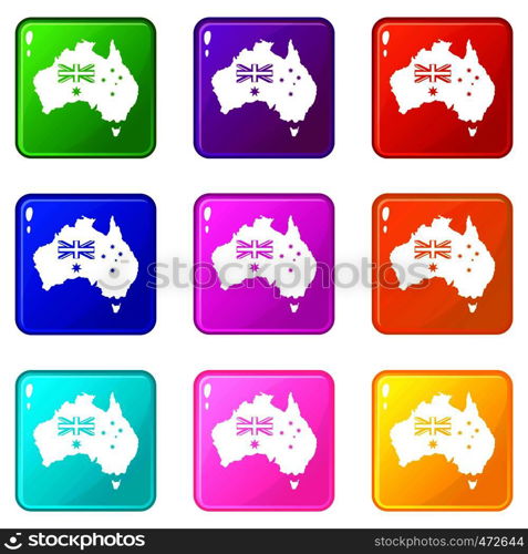 Australia icons of 9 color set isolated vector illustration. Australia icons 9 set