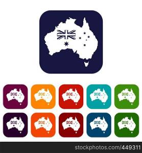 Australia icons set vector illustration in flat style In colors red, blue, green and other. Australia icons set flat