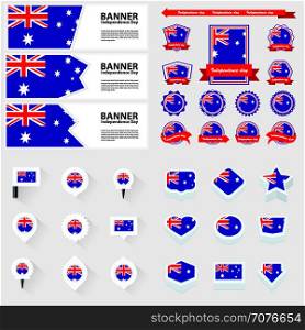 australia independence day, infographic, and label Set.
