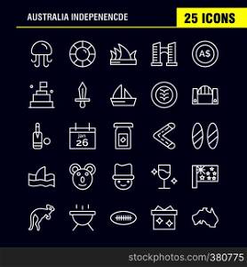 Australia Independence Line Icon Pack For Designers And Developers. Icons Of Animal, Jellyfish, Sea, Seafood, Head Safety, Insurance, Protection, Vector
