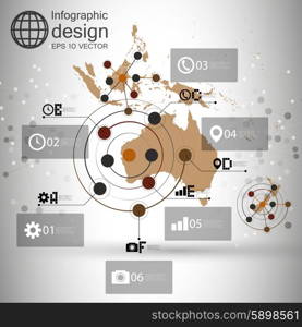 Australia map background vector, infographic design illustration for communication.