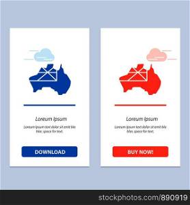 Australia, Map, Country, Flag Blue and Red Download and Buy Now web Widget Card Template