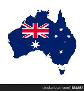 Australia map icon vector design with flag on white background