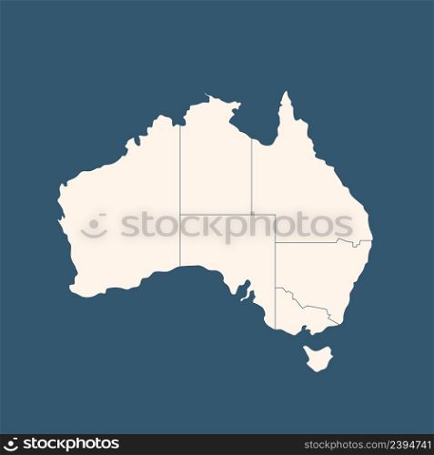 Australia map on Blue Green background with shadow. Stock vector. Australia map on Blue Green background with shadow