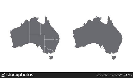 Australia map on white background with shadow. Stock vector. Australia map on white background with shadow