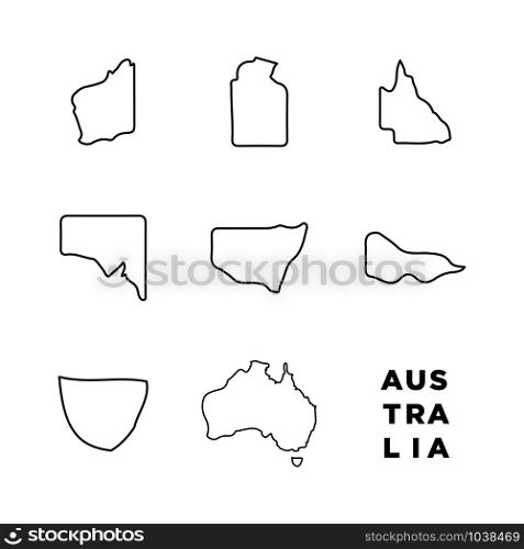 Australia map set icon trendy