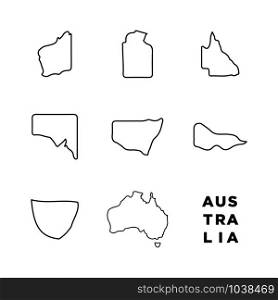Australia map set icon trendy