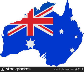 Australia map with flag. Map of Australia in Australian flag colors