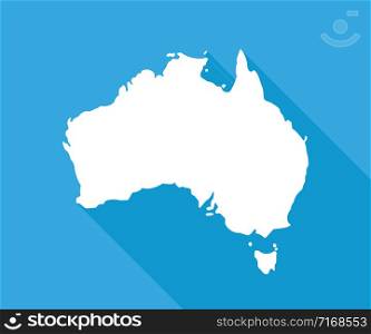 Australia map with shadow on blue background. Australia illustration. Isolated vector illustration. Vector geography icon. EPS 10