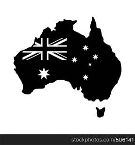 Australia map with the image of the national flag icon in simple style isolated on white background. Australia map with the image of the national flag