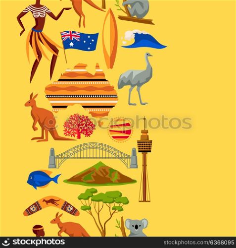 Australia seamless pattern. Australian traditional symbols and objects. Australia seamless pattern. Australian traditional symbols and objects.
