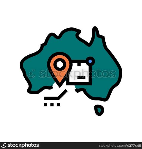 australia shipment tracking color icon vector. australia shipment tracking sign. isolated symbol illustration. australia shipment tracking color icon vector illustration