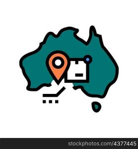 australia shipment tracking color icon vector. australia shipment tracking sign. isolated symbol illustration. australia shipment tracking color icon vector illustration