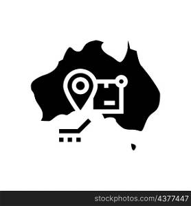 australia shipment tracking glyph icon vector. australia shipment tracking sign. isolated contour symbol black illustration. australia shipment tracking glyph icon vector illustration