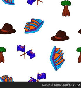 Australia tourism pattern. Cartoon illustration of Australia tourism vector pattern for web design. Australia tourism pattern, cartoon style