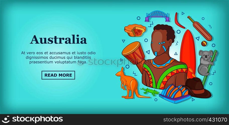 Australia travel horizontal banner concept. Cartoon illustration of australia travel vector horizontal banner for web. Australia travel banner concept, cartoon style