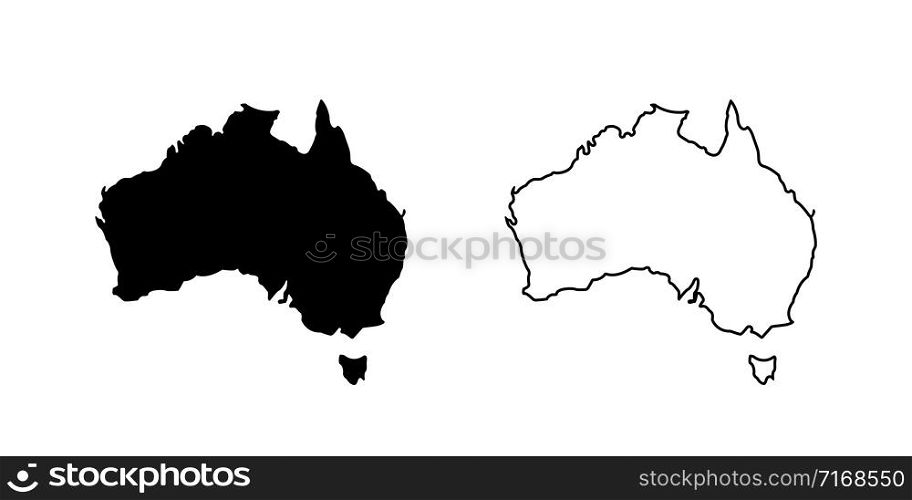 Australia vector icon isolated. Flat outline vector illustration. Australia icon set. Line icon. Black Australia map. Geography concept. EPS 10