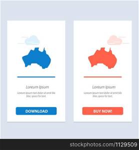 Australian, Country, Location, Map, Travel Blue and Red Download and Buy Now web Widget Card Template