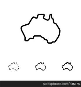 Australian, Country, Location, Map, Travel Bold and thin black line icon set
