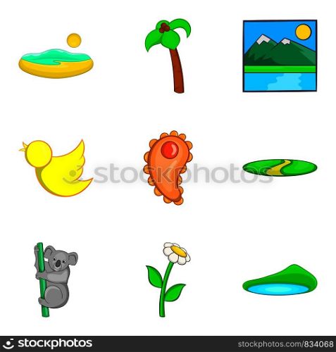 Australian fauna icons set. Cartoon set of 9 australian fauna vector icons for web isolated on white background. Australian fauna icons set, cartoon style