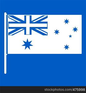 Australian flag icon white isolated on blue background vector illustration. Australian flag icon white