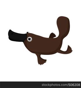 Australian platypus icon in cartoon style on a white background . Australian platypus icon, cartoon style