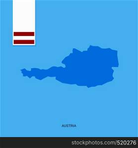 Austria Country Map with Flag over Blue background. Vector EPS10 Abstract Template background